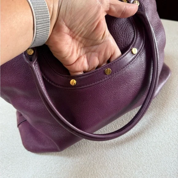 Tory Burch Purple and Gold Shoulder Bag with Logo Medallion - Picture 8 of 14
